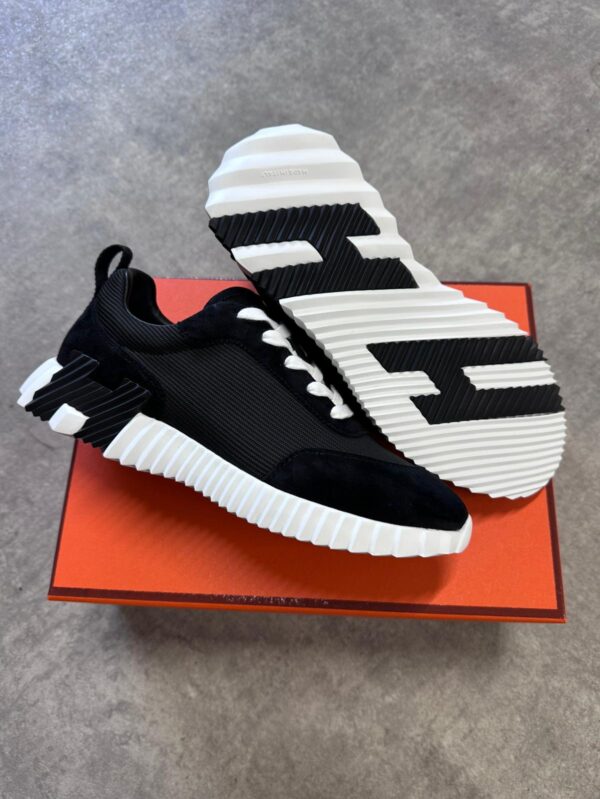 Hermes | Black White Ribble Suede Schoenen