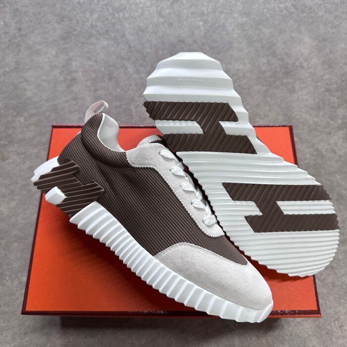 Hermes | White & Brown Bouncing Sneakers