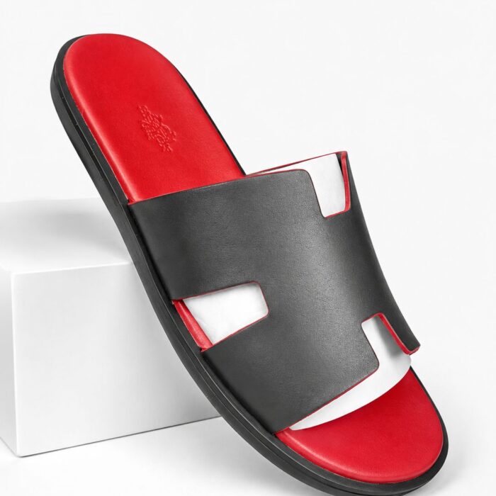 Hermes izmir sandal black red